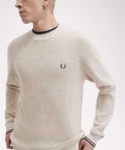 Fred Perry Waffle Stitch Jumper Porridge Marl