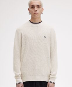Fred Perry Waffle Stitch Jumper Porridge Marl