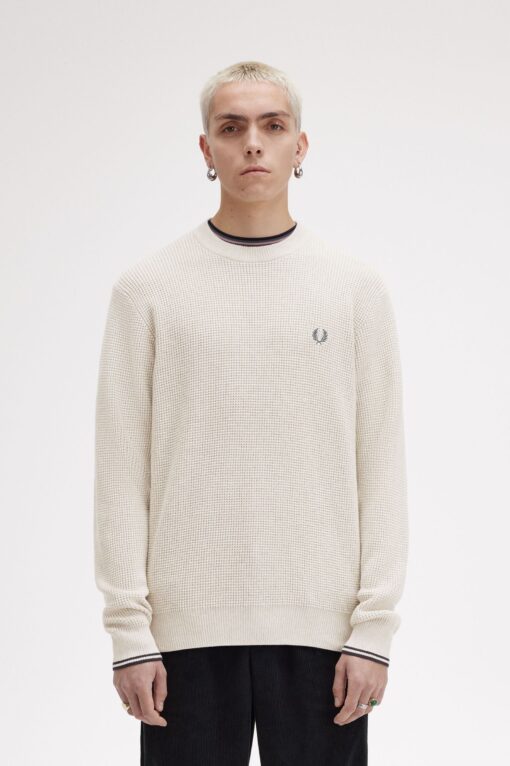 Fred Perry Waffle Stitch Jumper Porridge Marl