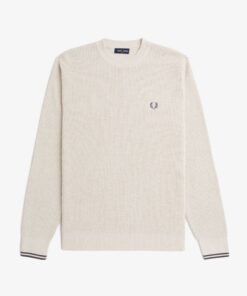 Fred Perry Waffle Stitch Jumper Porridge Marl