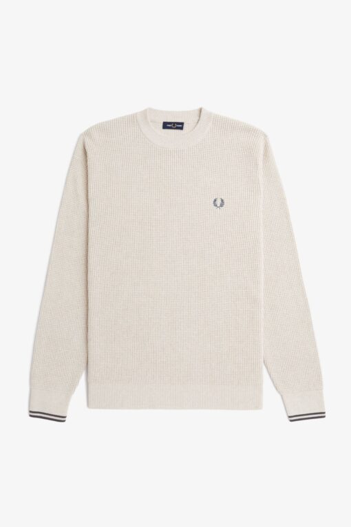 Fred Perry Waffle Stitch Jumper Porridge Marl