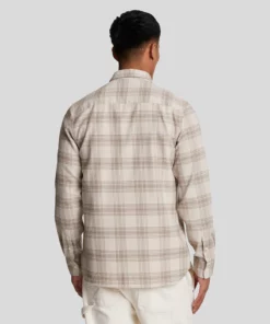 Lyle & Scott Regular Fit Tonal Check Flannel Shirt Light Mist/ Heritage Taupe