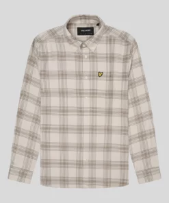 Lyle & Scott Regular Fit Tonal Check Flannel Shirt Light Mist/ Heritage Taupe