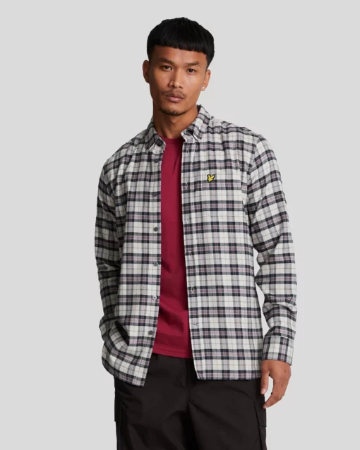 Lyle & Scott Check Flannel Shirt Dark Navy