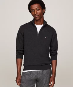 Tommy Hilfiger Half_Zip Mock Neck Sweater Dark Grey Heather