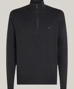 Tommy Hilfiger Half_Zip Mock Neck Sweater Dark Grey Heather