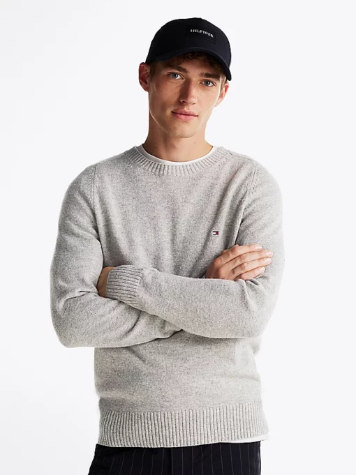 Tommy Hilfiger Pure Lambswool Crew Neck Light Heather Grey
