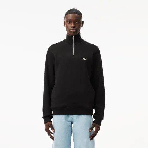 Lacoste Zip-Up High Neck Interlock Sweatshirt Black