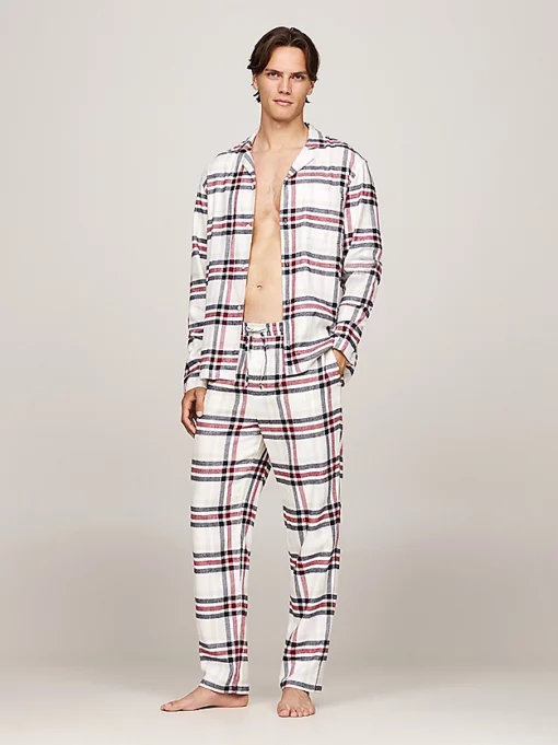 Tommy Hilfiger Ls Flannel Pyjama Set Heritage Plaid Ivory