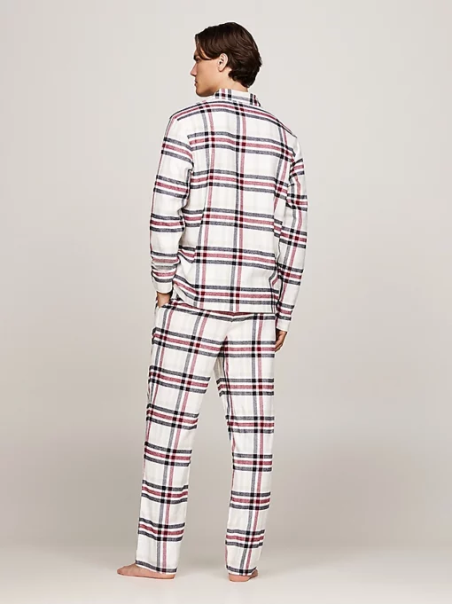 Tommy Hilfiger Ls Flannel Pyjama Set Heritage Plaid Ivory