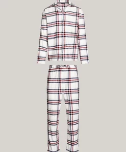 Tommy Hilfiger Ls Flannel Pyjama Set Heritage Plaid Ivory