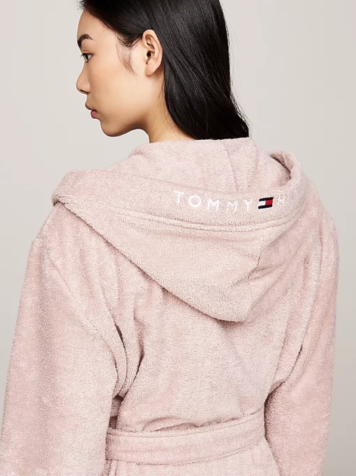 Tommy Hilfiger Original Logo Embroidery Hooded Bathrope Balanced Beige
