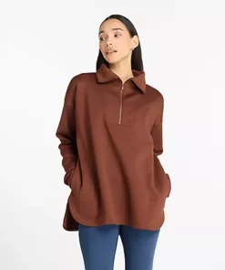New Balance Tech Knit Oversized Half Zip Rich Oak