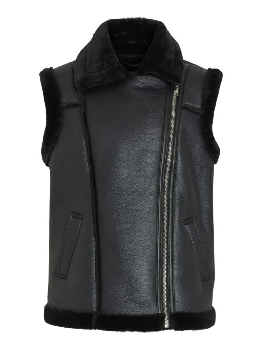 Vila Avi Fake Leather Vest Black