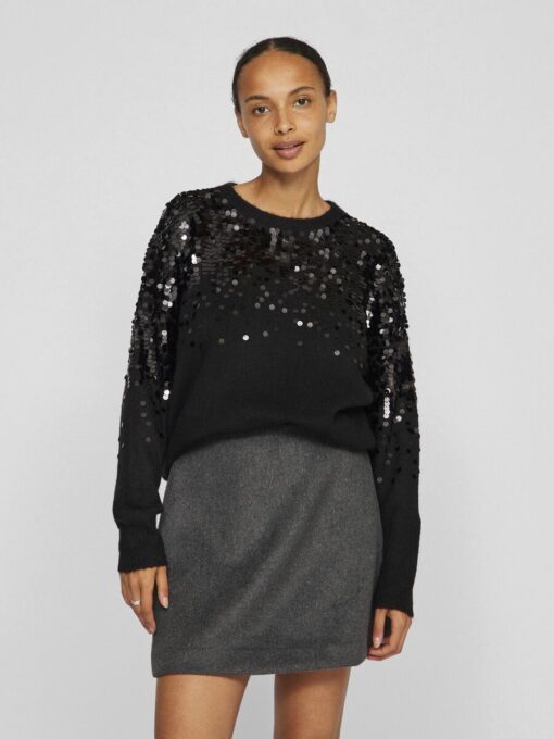 Vila Siquin Seguin Knit Top Black