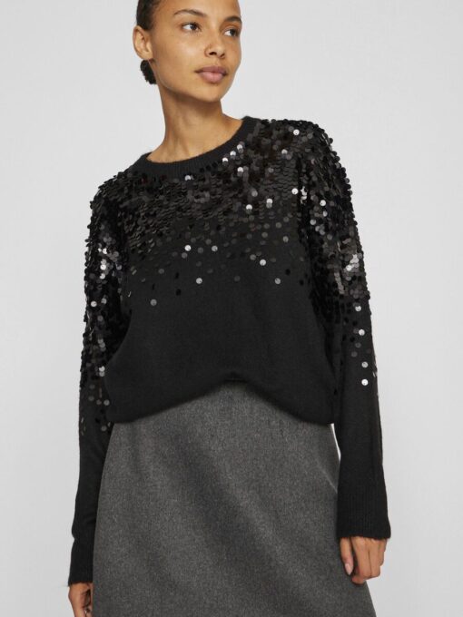 Vila Siquin Seguin Knit Top Black