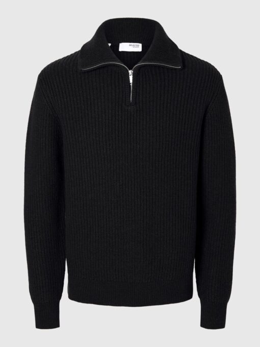 Selected Homme Land Knit Half Zip Black