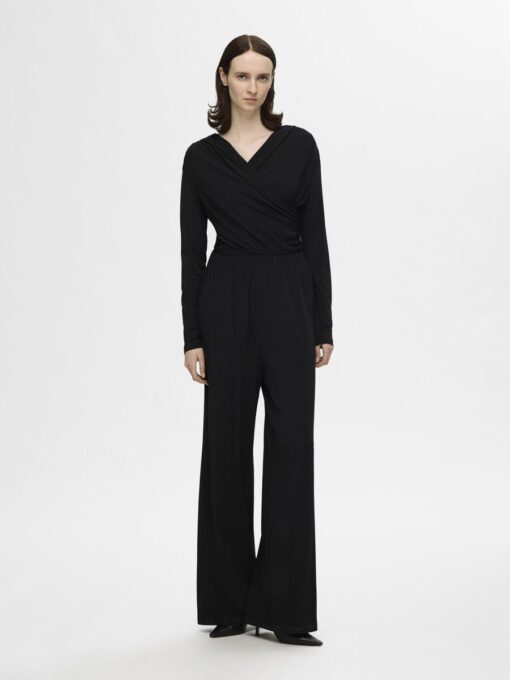 Selected Femme Rana LS Wrap Jumpsuit Black
