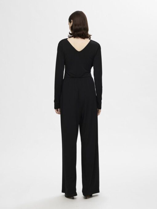 Selected Femme Rana LS Wrap Jumpsuit Black