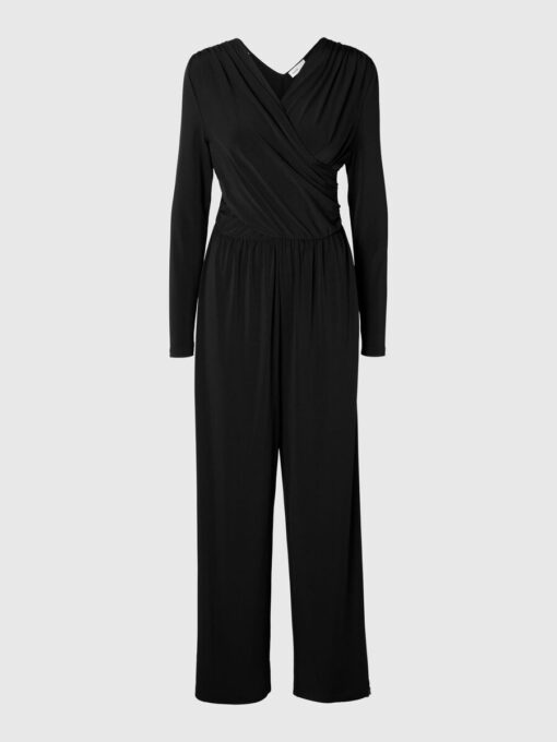 Selected Femme Rana LS Wrap Jumpsuit Black