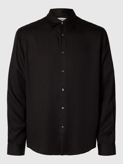 Selected Homme Relax Charlie Satin Shirt Black