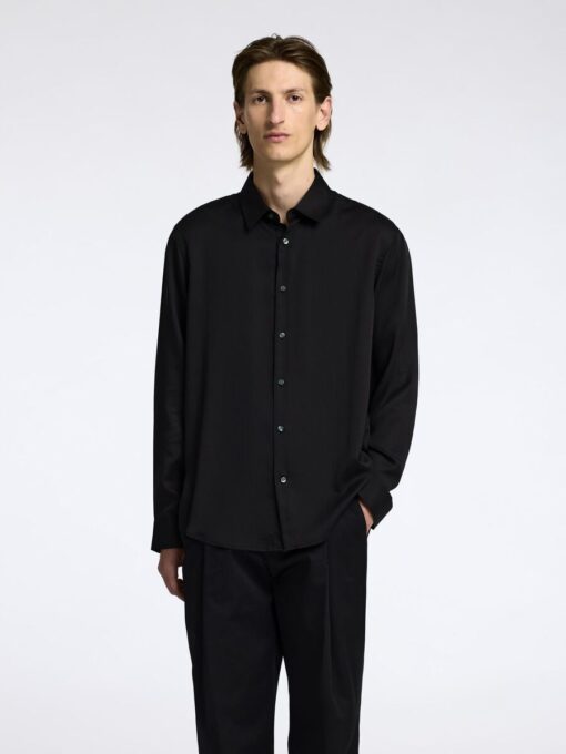Selected Homme Relax Charlie Satin Shirt Black