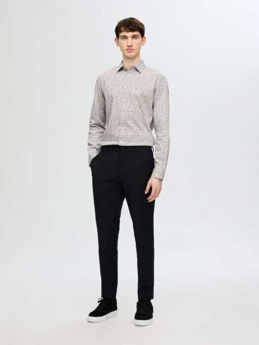 Selected Homme Slim Performance AOP Shirt Egret