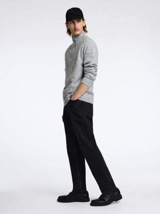 Selected Homme Rai Half Zip Knit Light Grey Melange