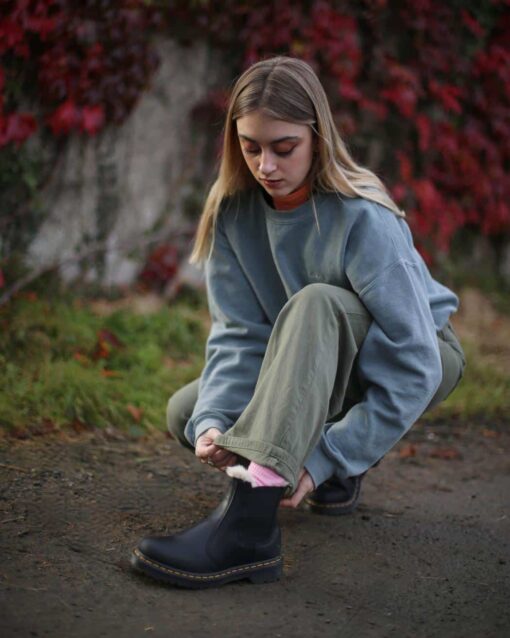 Dr. Martens 2976 Leonore Faux Fur Lined Chelsea Boots Black