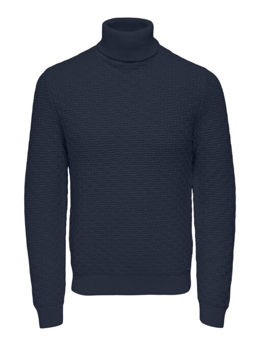Only & Sons Kay Roll Neck Knit Navy Blazer