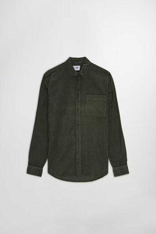 NN.07 Arne Baby cord Shirt Dark Army