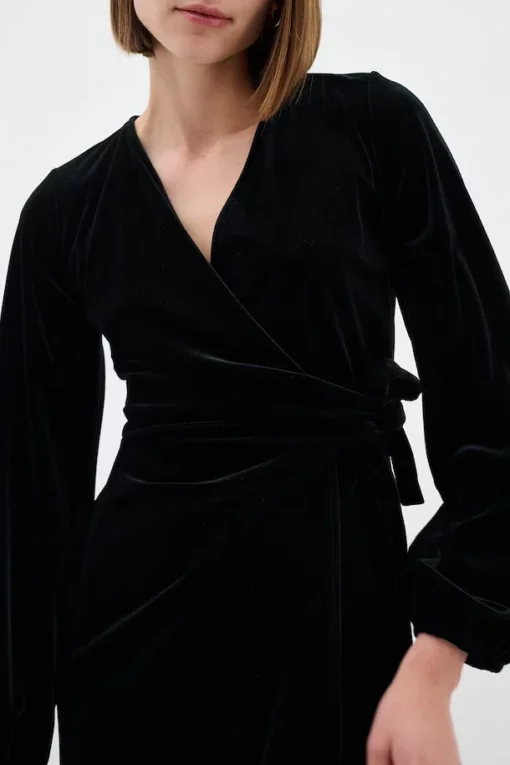 InWear Brynn Goriel Velour Wrap Dress Black