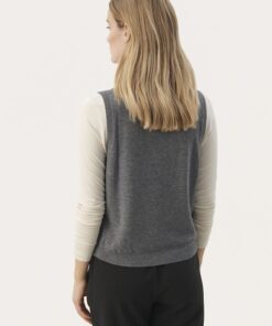 Part Two Keyja Pullover Waiscoat Medium Grey Melange