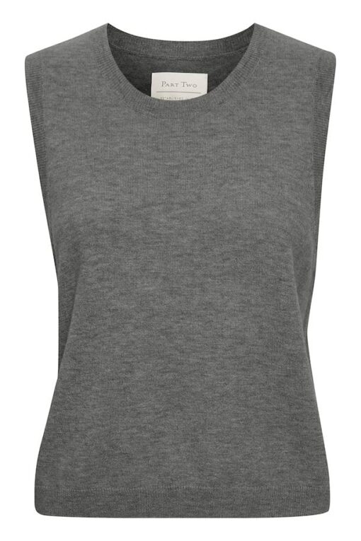 Part Two Keyja Pullover Waiscoat Medium Grey Melange