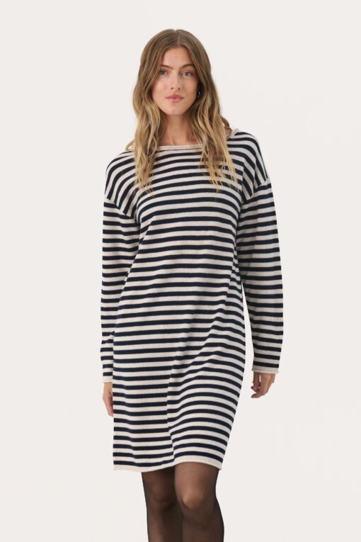 Part Two Merima Dress French Oak/Dark Navy