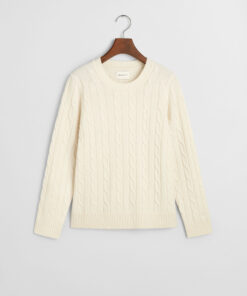 Gant Woman Lambswool Cable C-Neck Cream