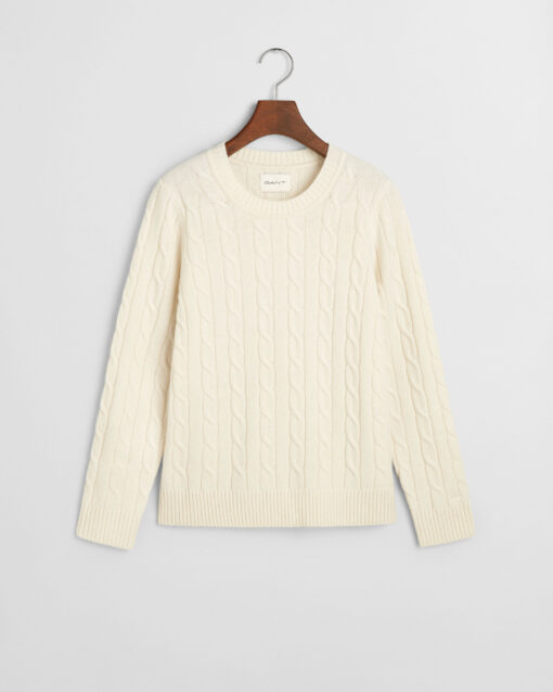 Gant Woman Lambswool Cable C-Neck Cream