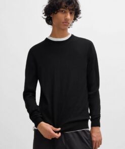 Hugo San Cedric Virgin Wool Knit Black