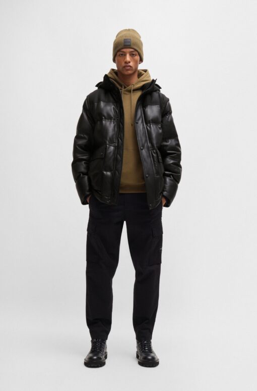 Boss Jolam Leather Puffer Jacket Black