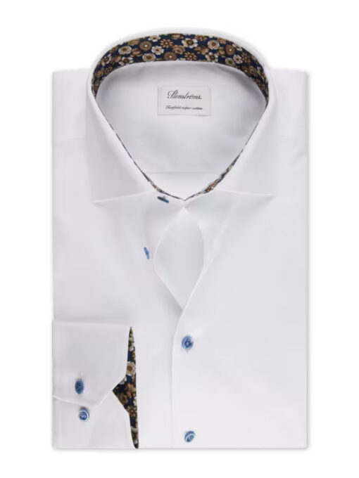 Stenströms White Contrast Twill Shirt