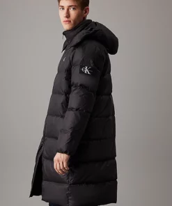 Calvin Klein Long Hooded Puffer Coat Black