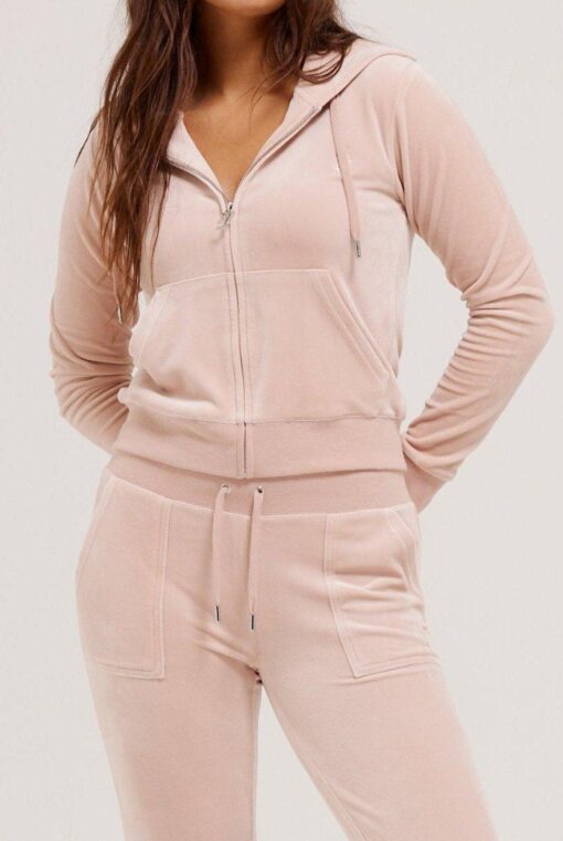 Juicy Couture Classic Velour Robertson Zip Hoodie Rose Dust