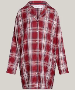 Tommy Hilfiger Original Soft Woven Shirt Nightdress Plaid Check Deep Rouge