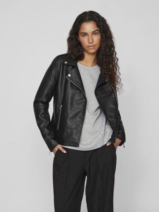 Vila Cara Coated Jacket Black