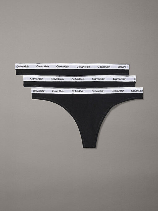 Calvin Klein 3 Pack Thongs - Modern Logo Black