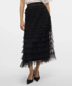 Vero Moda Naja Ruffle Maxi Skirt Black