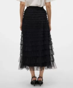 Vero Moda Naja Ruffle Maxi Skirt Black