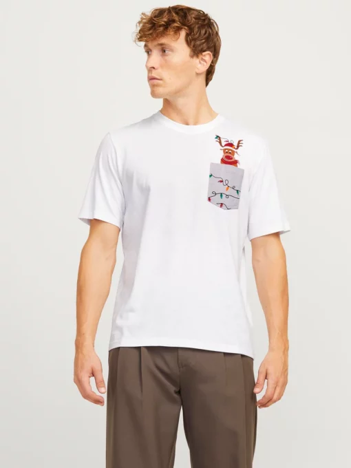 Jack & Jones Xmas Pocket Tee Bright White