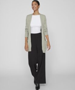 Vila Ril Open Cardigan Oil Green