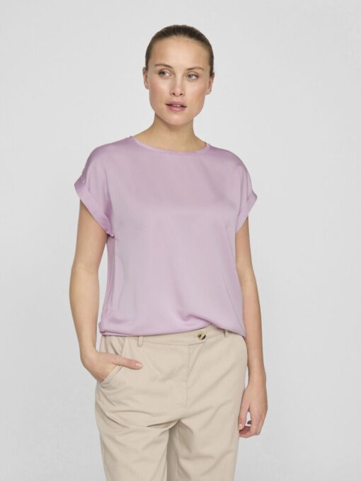 Vila Ellette Satin Top Winsome Orchid